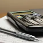 a calculator and a pen sitting on top of a piece of paper